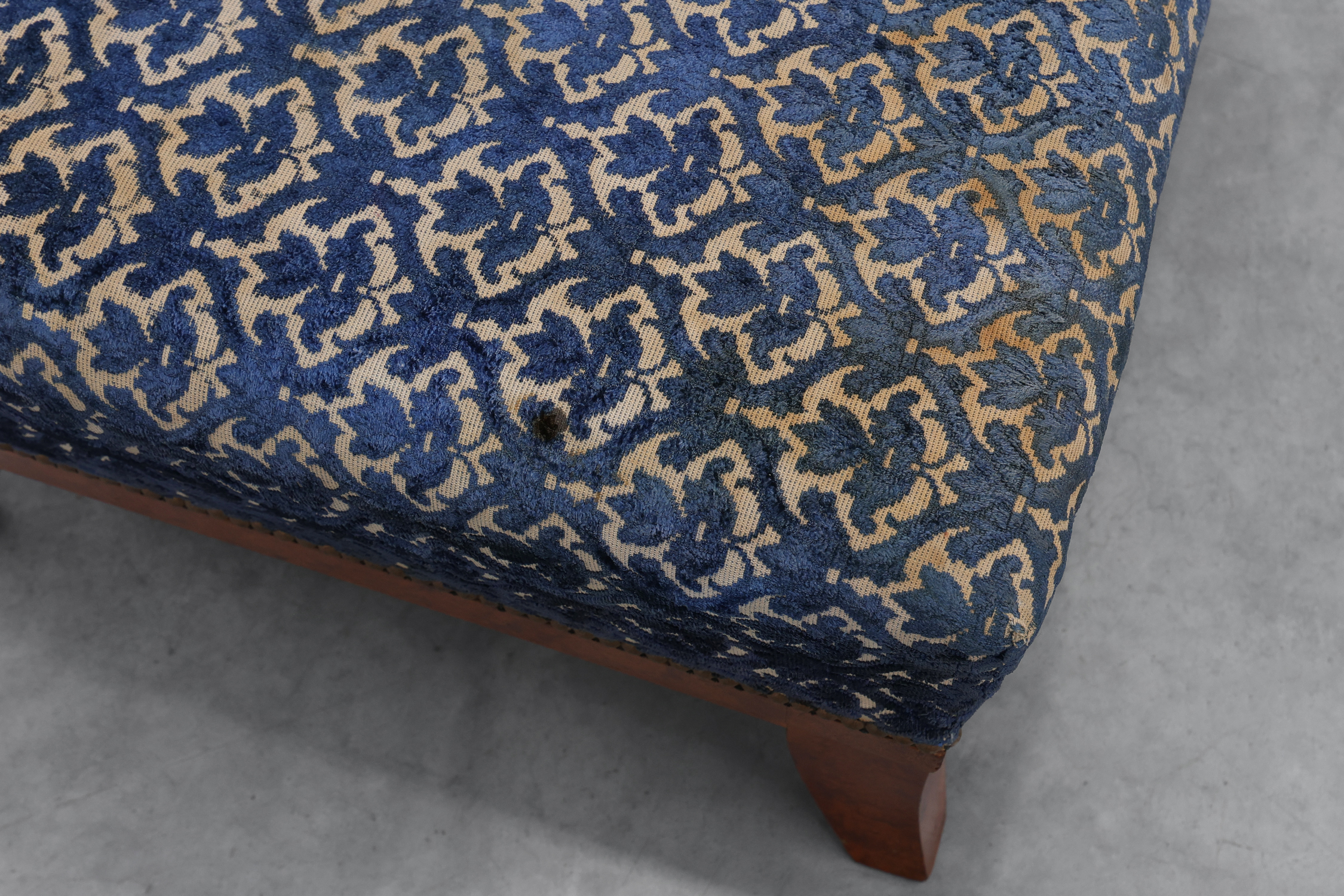 Art Deco Upholstered Footstool with Sabre Legs, France, 20th Centurythumbnail